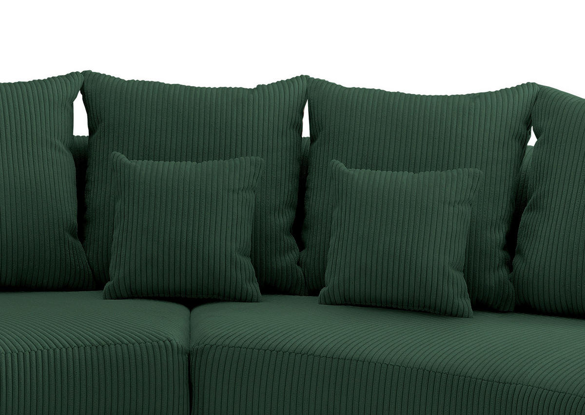 Wohnlandschaft in Cord Dunkelgrün  - Dunkelgrün/Schwarz, Design, Kunststoff/Textil (300/160cm) - Livetastic