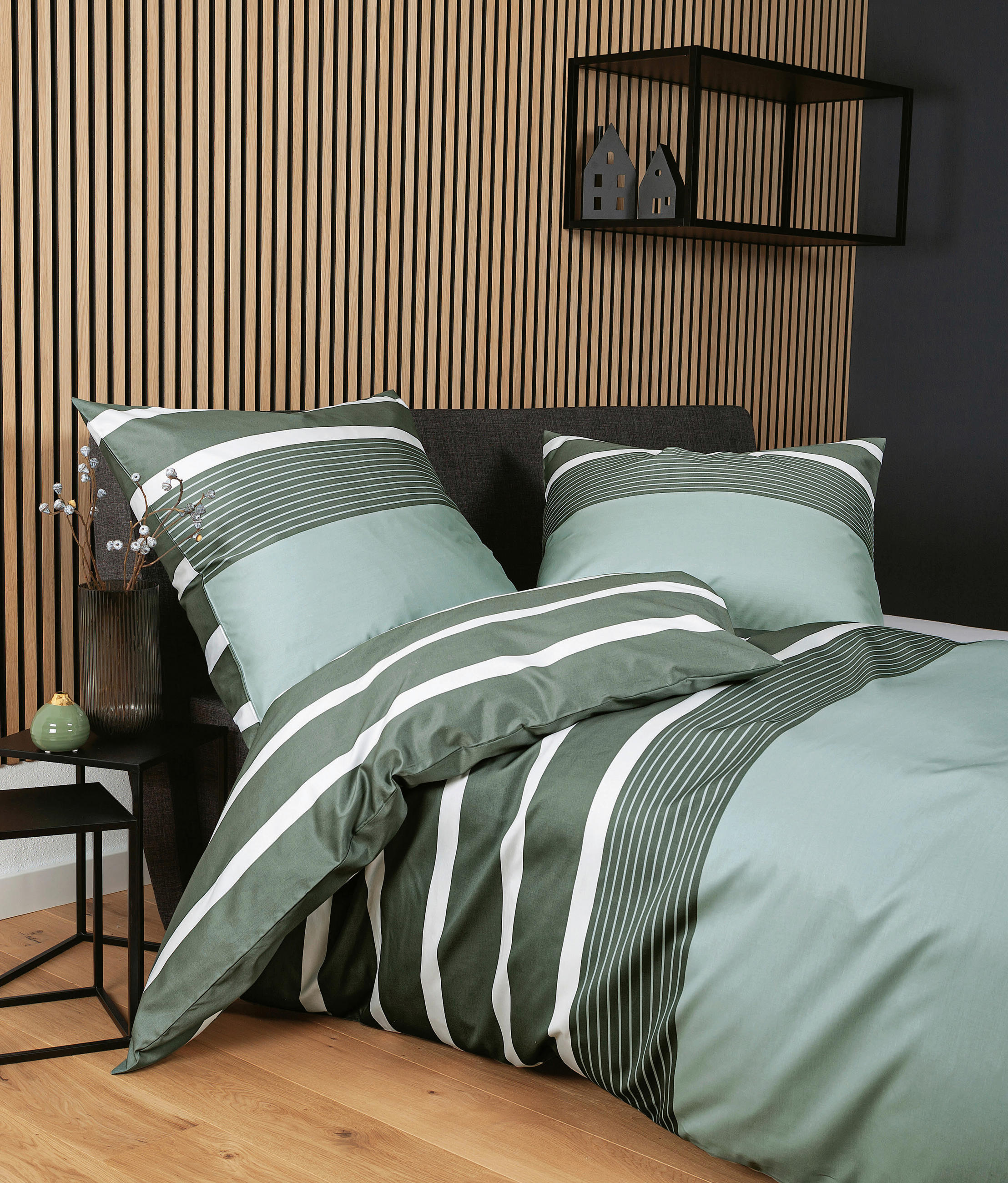 BETTWÄSCHE Makosatin 155/200 cm  - Salbeigrün, Basics, Textil (155/200cm) - Janine