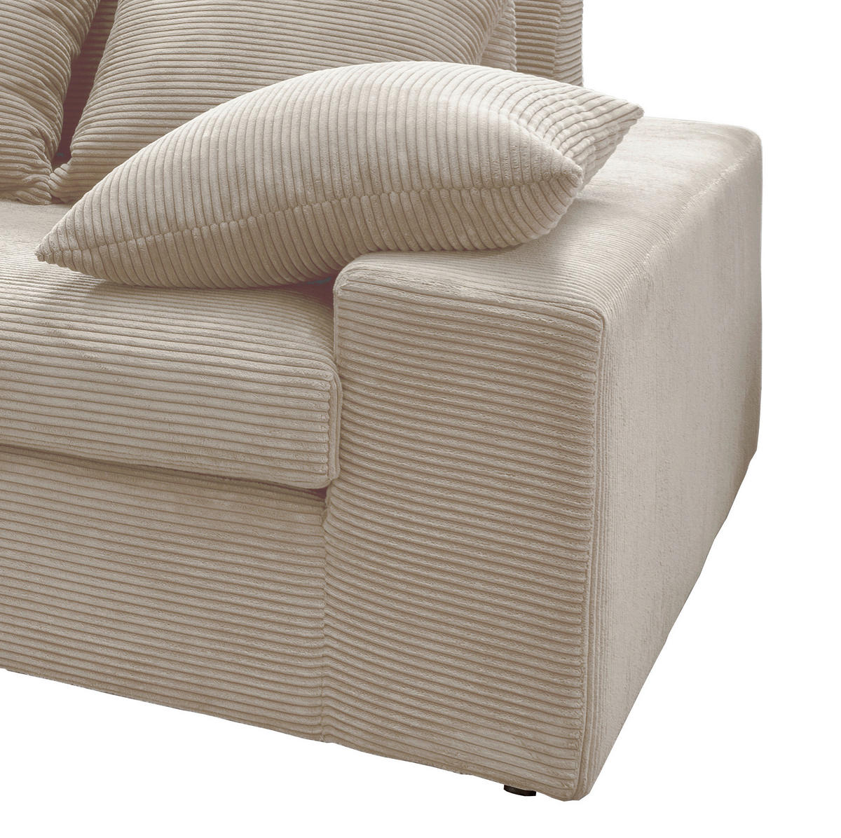ECKSOFA in Cord Beige  - Beige/Schwarz, Modern, Kunststoff/Textil (200/278cm) - Livetastic