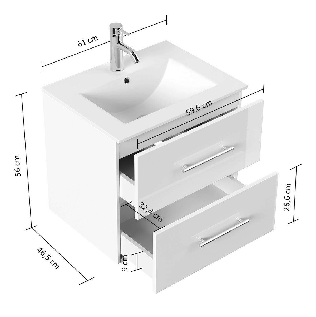 WASCHTISCHKOMBI 61,5 cm  - Graphitfarben/Weiß, Basics, Keramik/Holzwerkstoff (61,5cm) - MID.YOU
