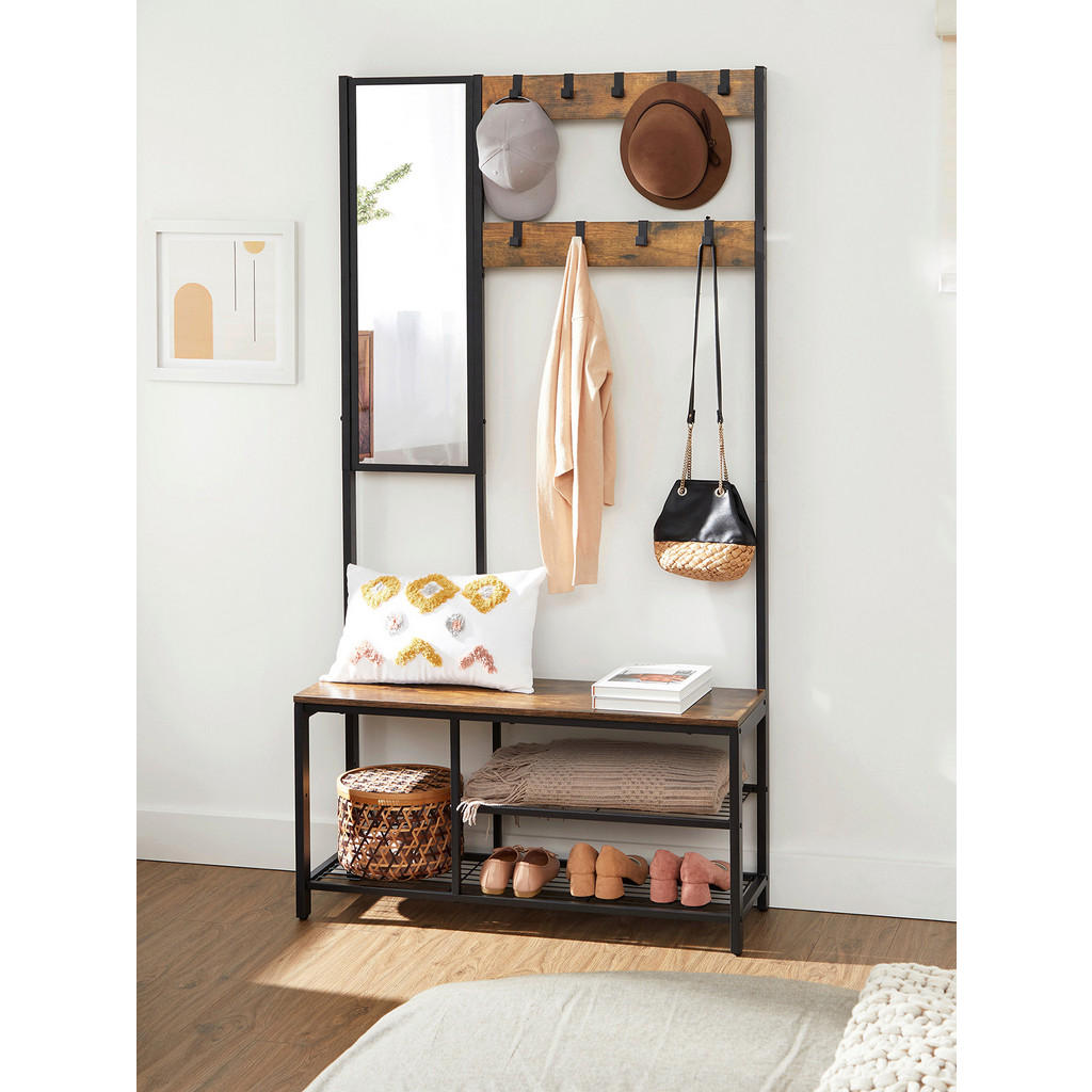 Thumbnail - Mid.you Garderobe, Braun, Schwarz, Metall, Holzwerkstoff, 4-teilig, 98x36x185 cm, Garderobe, Garderoben-Sets & Serien, G...