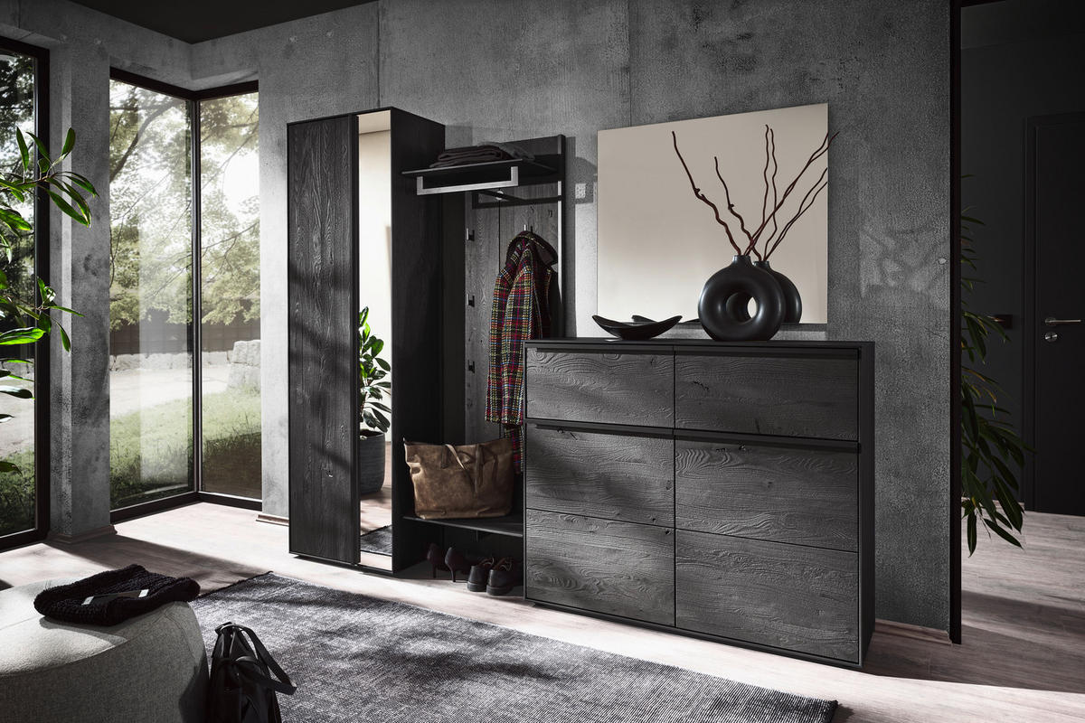 GARDEROBE 4-teilig  in 235/196/39 cm  - Anthrazit, Design, Glas/Holz (235/196/39cm) - Johann Jakob