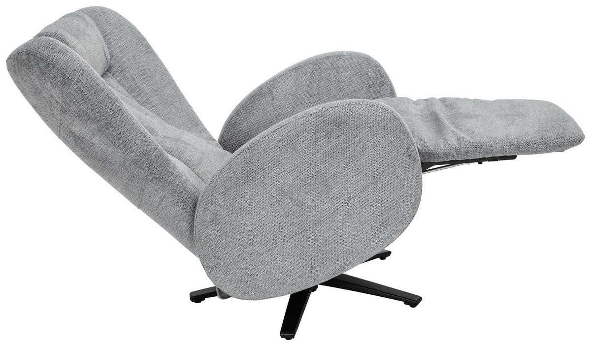 RELAXSESSEL Webstoff Relaxfunktion, Fußteilverstellung, Nackenkissen    - Schwarz/Grau, Design, Textil/Metall (77/109/89cm) - Stylife