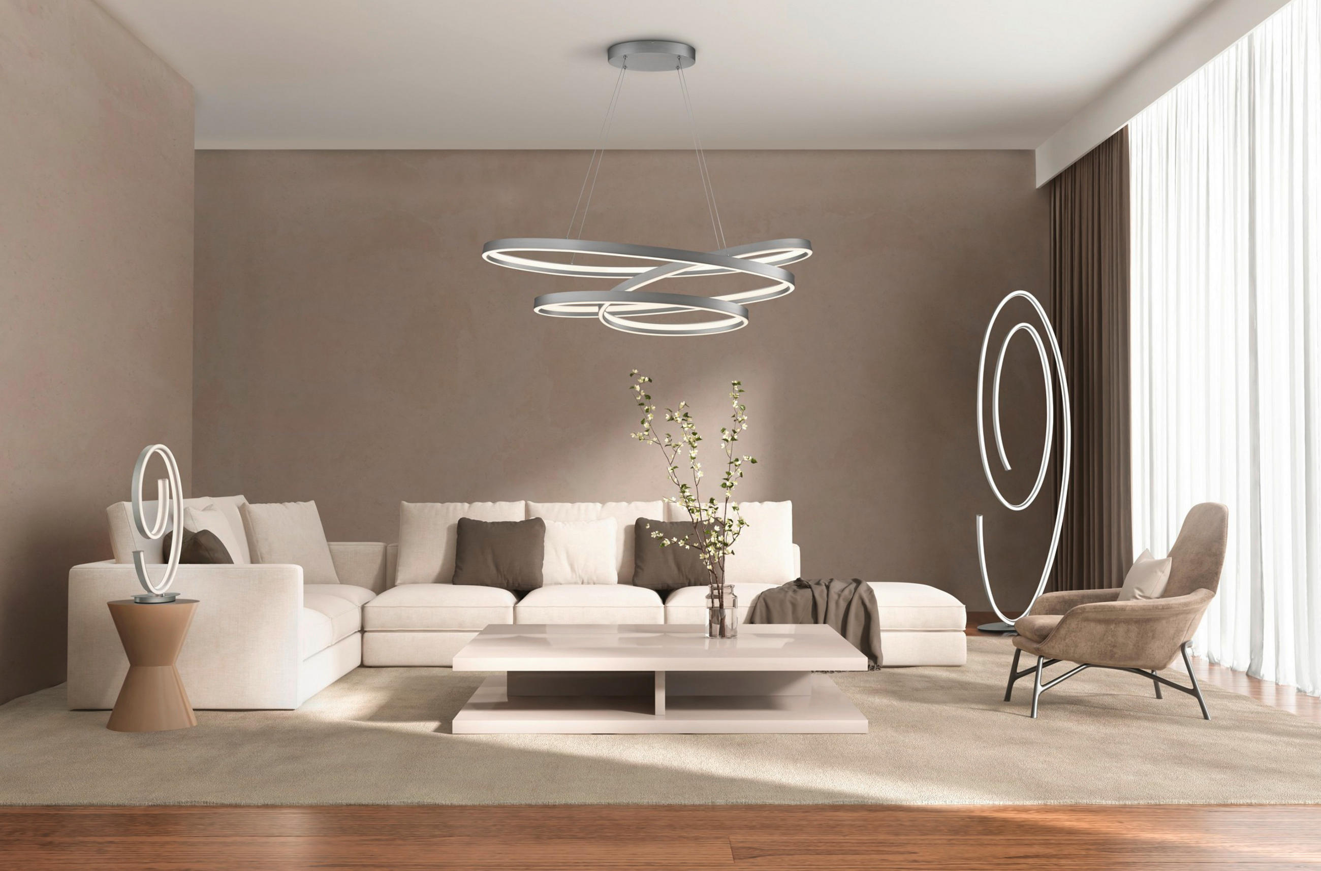 LED-STEHLEUCHTE 50/22/175 cm    - Weiß/Nickelfarben, Design, Kunststoff/Metall (50/22/175cm) - Cinque