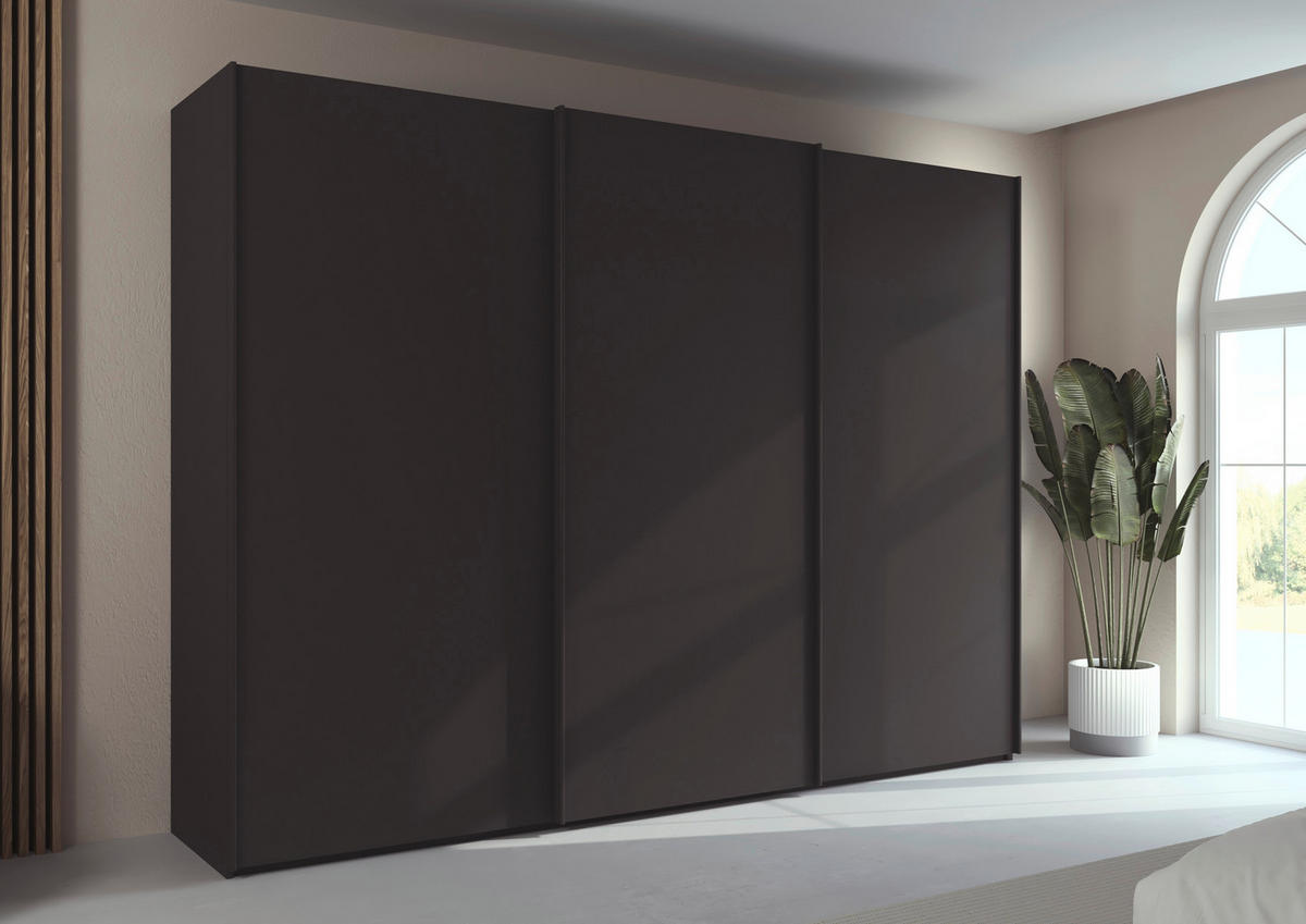 SCHWEBETÜRENSCHRANK 301/223/69 cm,  in Graphitfarben, 3 Tür(en)  - Graphitfarben, Basics, Holzwerkstoff/Metall (301/223/69cm) - Rauch Möbel