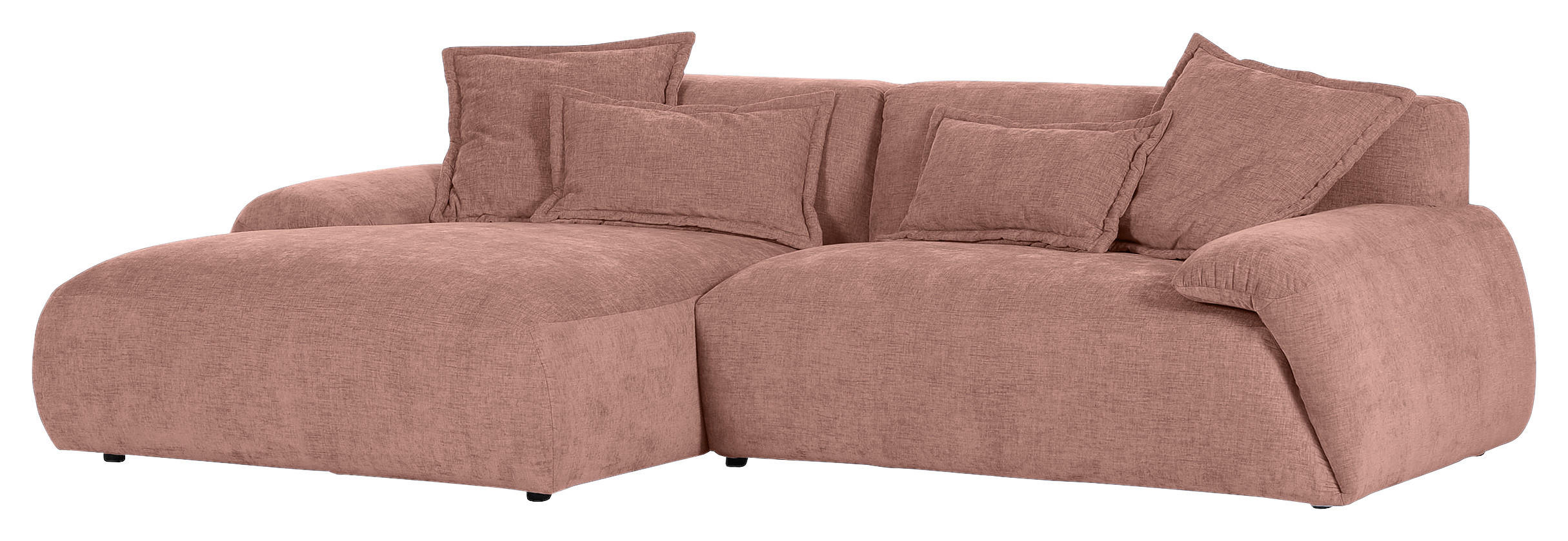 ECKSOFA Altrosa Flachgewebe  - Schwarz/Altrosa, KONVENTIONELL, Kunststoff/Textil (174/274cm) - Carryhome