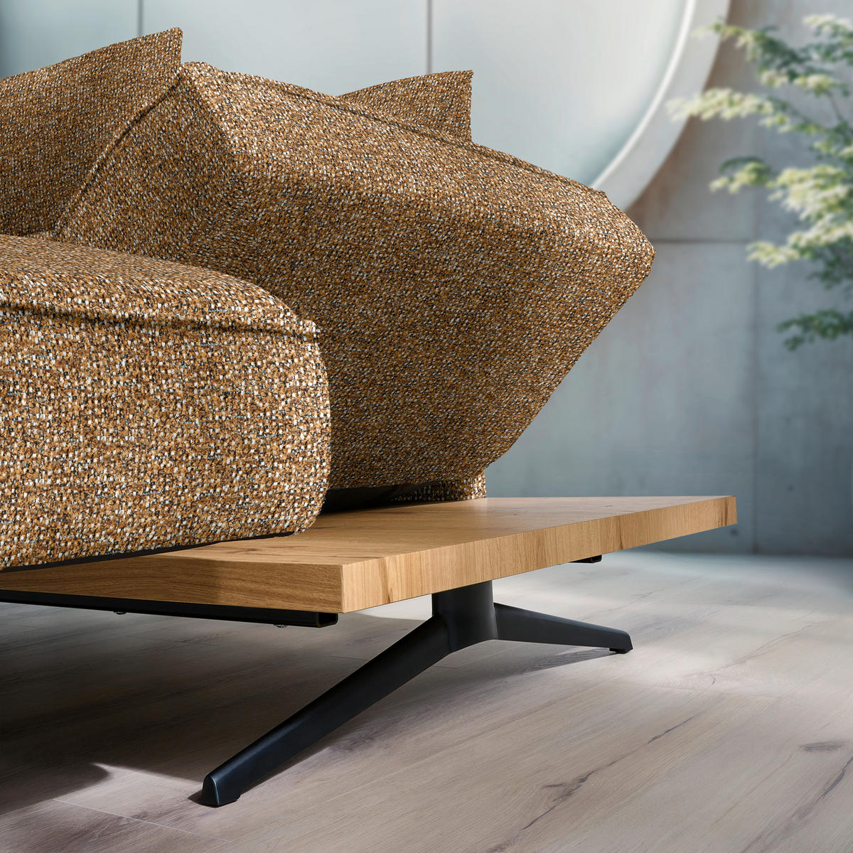 ECKSOFA Chenille Cognac  - Cognac/Schwarz, Design, Holz/Textil (240/132cm) - Koinor