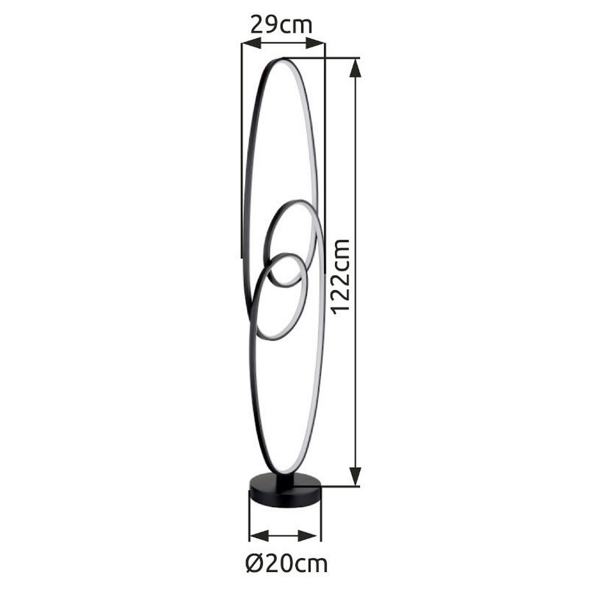 LED-STEHLEUCHTE SPIRA 29/20/122 cm   - Schwarz/Weiß, Design, Kunststoff/Metall (29/20/122cm) - Globo