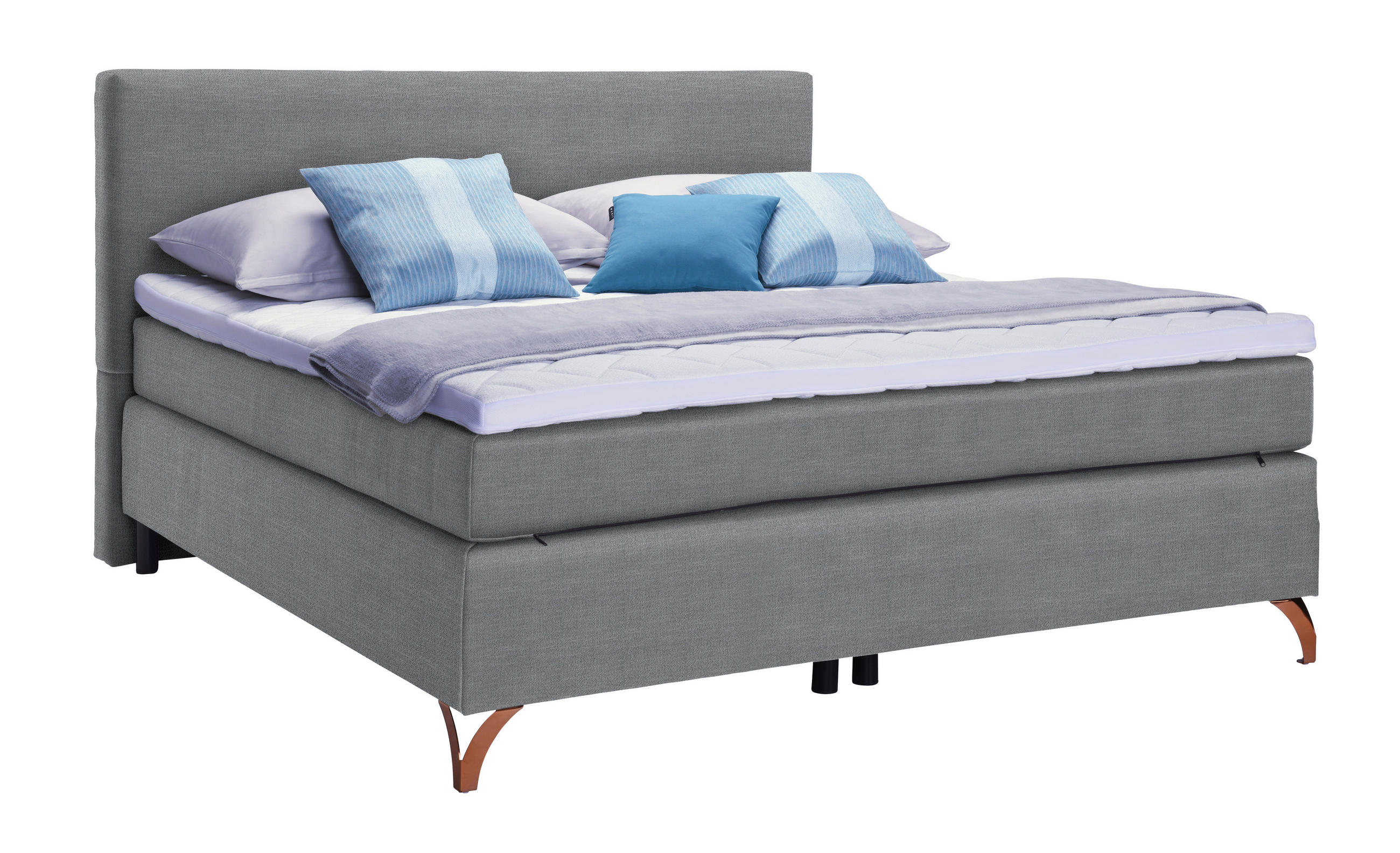 BOXSPRINGBETT 120/200 cm  in Grau  - Grau/Kupferfarben, KONVENTIONELL, Textil/Metall (120/200cm) - Esposa
