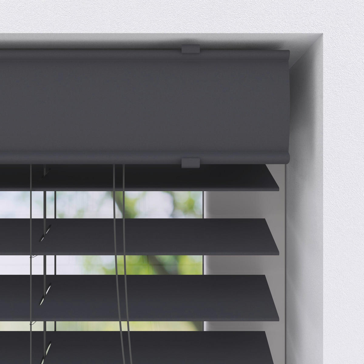 Jalousie 50mm in Holzoptik  - Anthrazit, Design, Kunststoff (105/240cm)