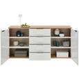 SIDEBOARD in 180/89/43 cm - Chromfarben/Eichefarben, Design, Holzwerkstoff/Kunststoff (180/89/43cm) - Xora