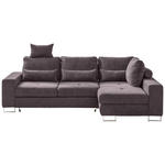 ECKSOFA Taupe Flachgewebe  - Taupe, Design, Textil/Metall (260/188cm) - Hom`in