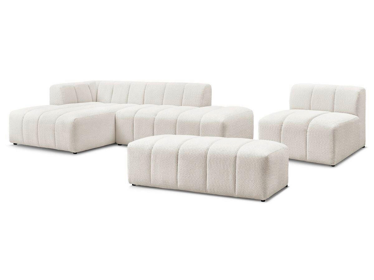 ECKSOFA Ottomane links  ANNECY Weiß Bouclé  - Schwarz/Weiß, MODERN, Kunststoff/Textil (170/262cm)