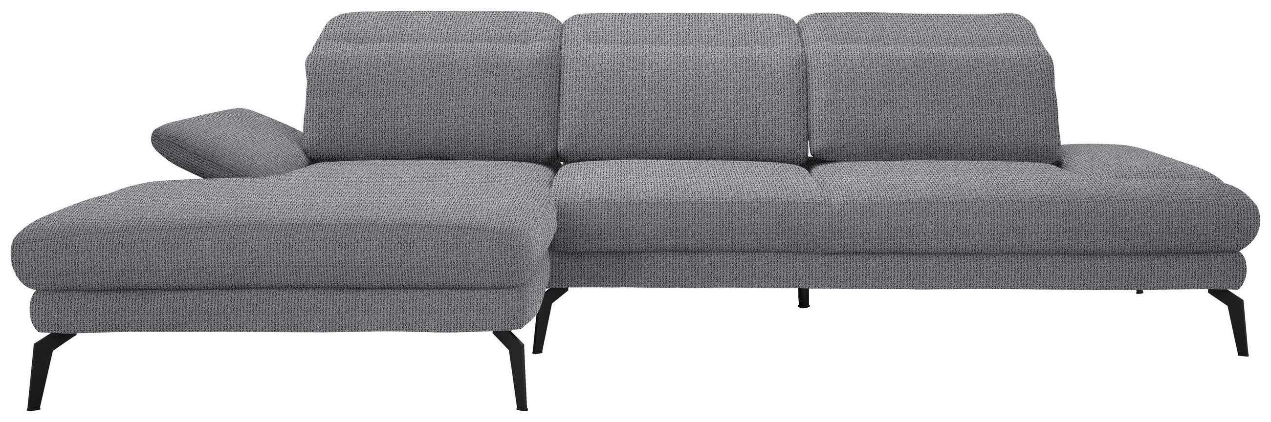 ECKSOFA in Webstoff Grau  - Schwarz/Grau, Design, Textil/Metall (180/289cm) - Stylife