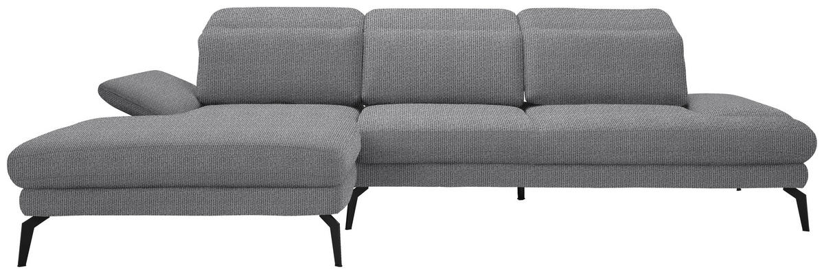 ECKSOFA in Webstoff Grau  - Schwarz/Grau, Design, Textil/Metall (180/289cm) - Stylife