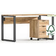 SCHREIBTISCH 140/70/76 cm Eichefarben  - Eichefarben/Schwarz, Natur, Holz/Metall (140/70/76cm) - Linea Natura