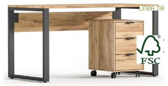 SCHREIBTISCH 140/70/76 cm Eichefarben  - Eichefarben/Schwarz, Natur, Holz/Metall (140/70/76cm) - Linea Natura
