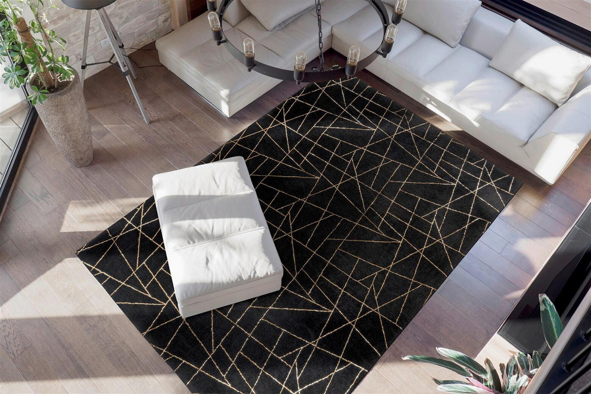 FLACHWEBETEPPICH 120/170 cm Bijou 125 Schwarz / Gold  - Goldfarben/Schwarz, Konventionell, Textil (120/170cm)