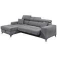 ECKSOFA Anthrazit Chenille Zierkissen, Bettkasten, Rücken echt, Kopfteilverstellung, Sitztiefenverstellung  - Anthrazit/Schwarz, KONVENTIONELL, Kunststoff/Textil (172/268cm) - Carryhome