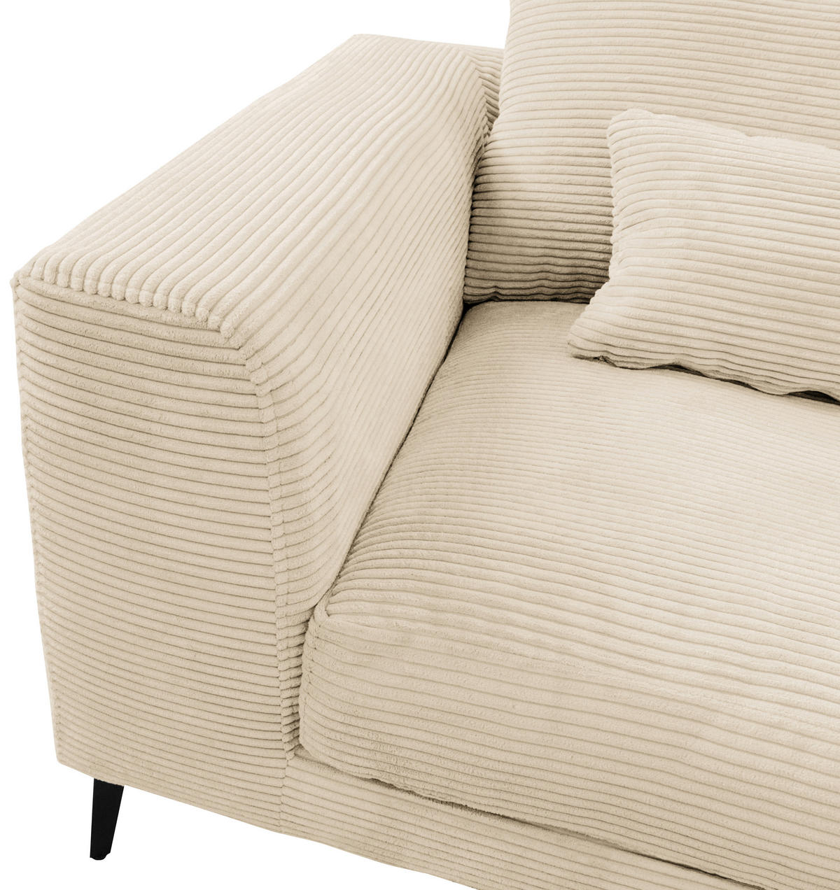 ECKSOFA Creme Cord  - Creme/Schwarz, Design, Textil/Metall (313/172cm) - Livetastic