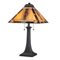 TISCHLEUCHTE Navajo 40.6/63,1 cm   - Dunkelbraun/Multicolor, KONVENTIONELL, Glas/Naturmaterialien (40.6/63,1cm) - Elstead Lighting