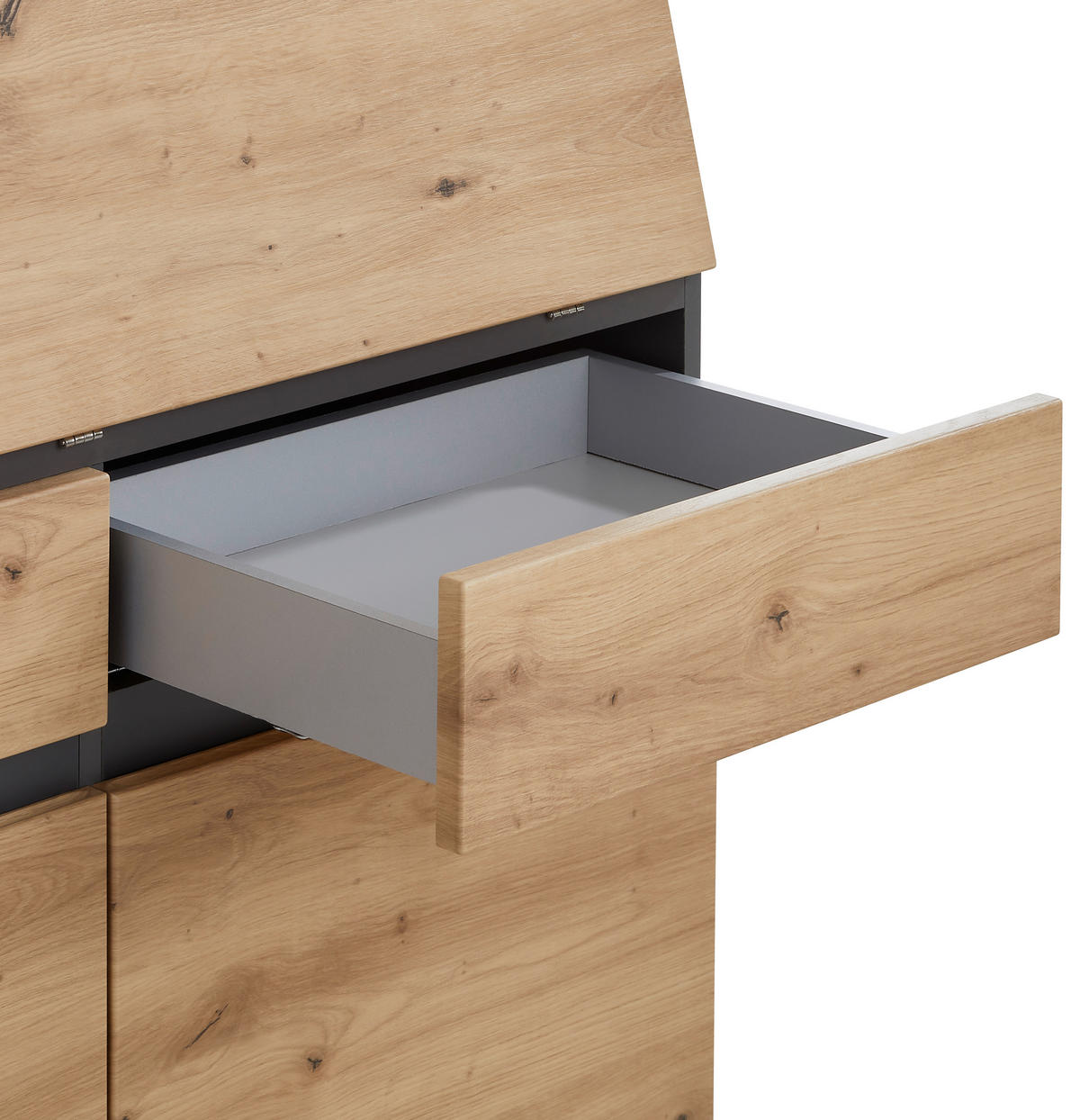 PISALNIK leseni material barve grafita, hrast artisan  - črna/barve grafita, Design, umetna masa/leseni material (100/124/41cm) - Voleo