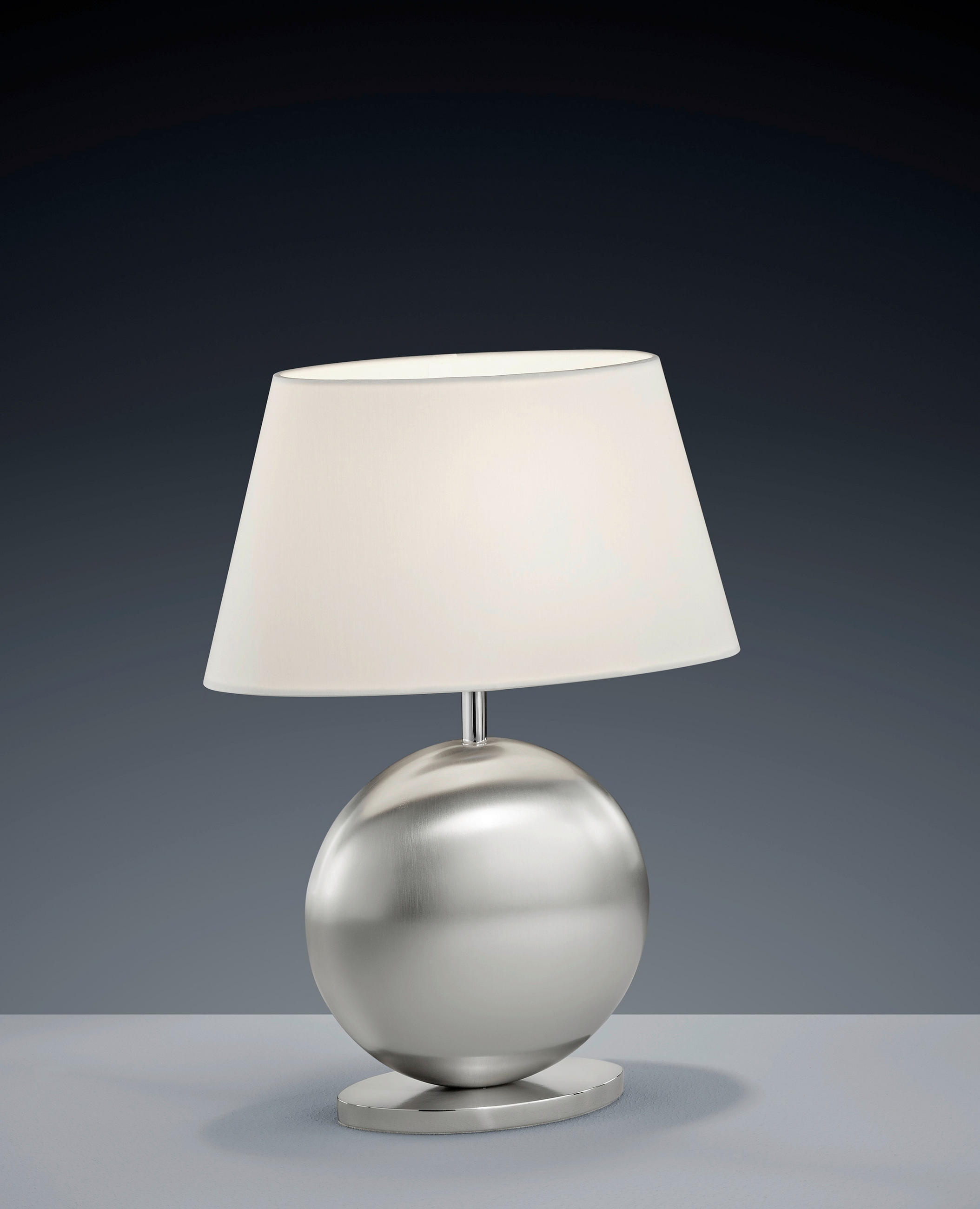 TISCHLEUCHTE 28/41 cm  - Weiß/Nickelfarben, Basics, Metall (28/41cm) - Bankamp