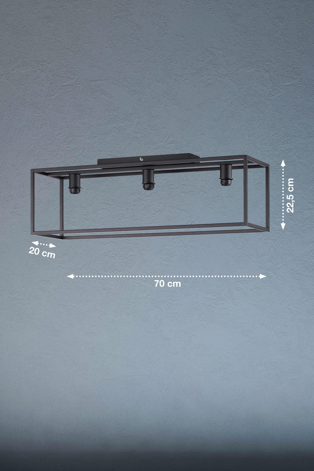 DECKENLEUCHTE    70/20/22,5 cm  - Schwarz, Basics, Metall (70/20/22,5cm) - Fischer & Honsel