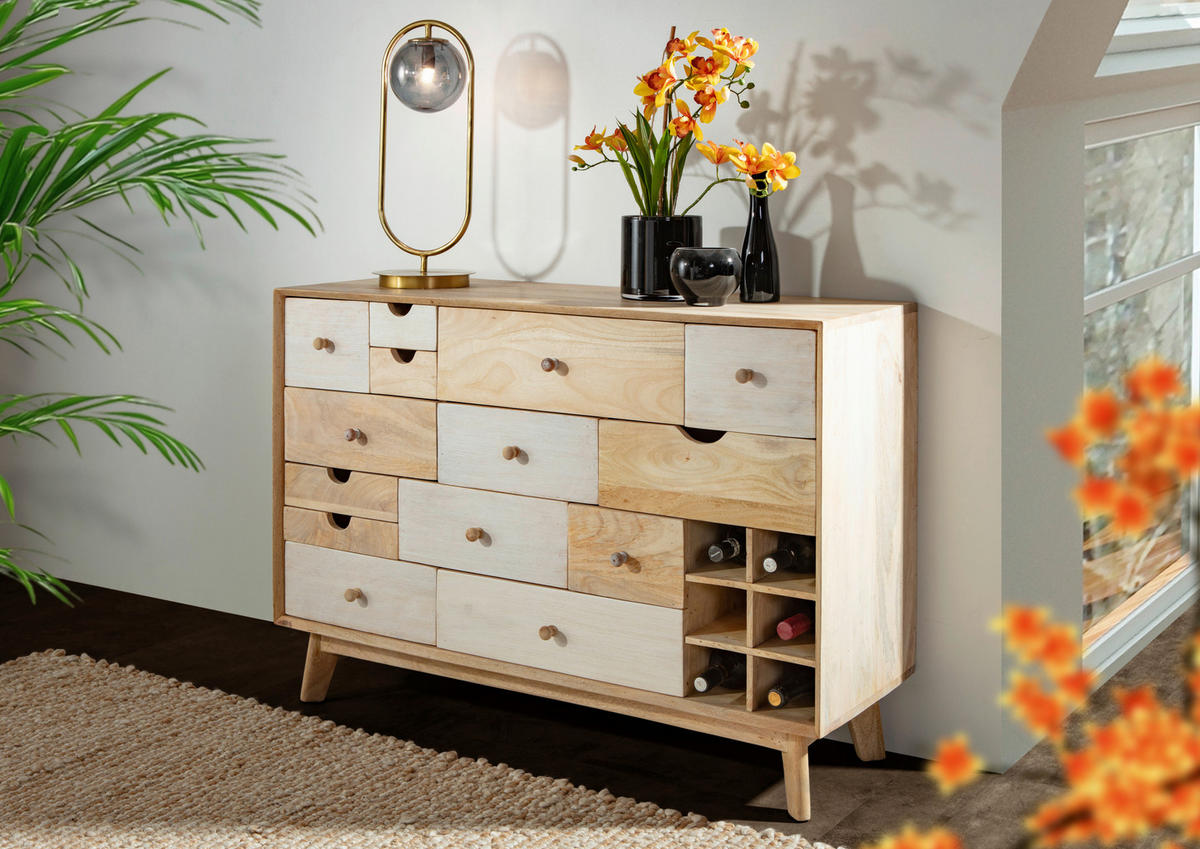 KOMMODE Kata  in 115/80/42 cm  - Naturfarben/Weiß, Design, Holz (115/80/42cm) - Landscape