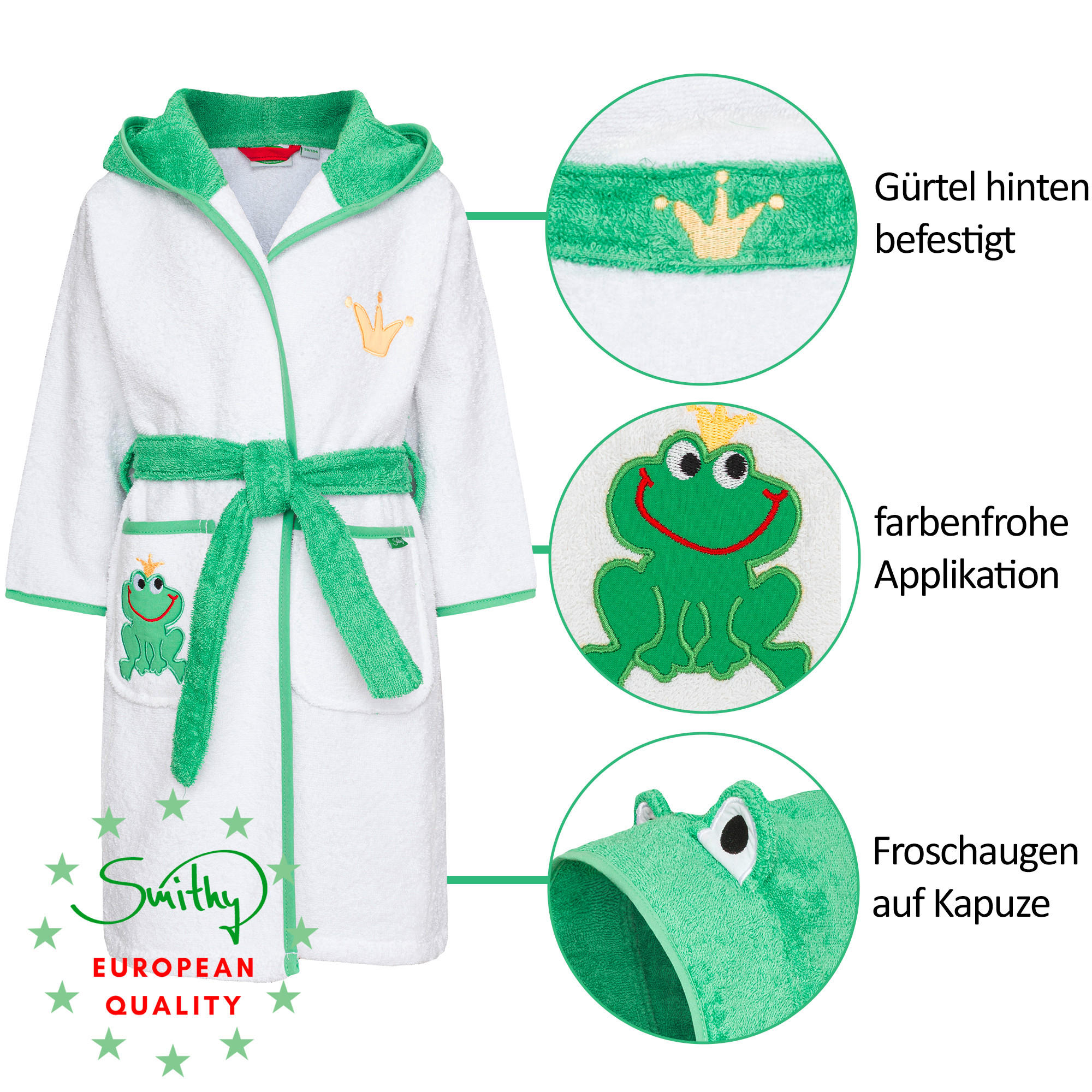 KINDERBADEMANTEL 86/92 - Weiß/Grün, Basics, Textil (86/92null)