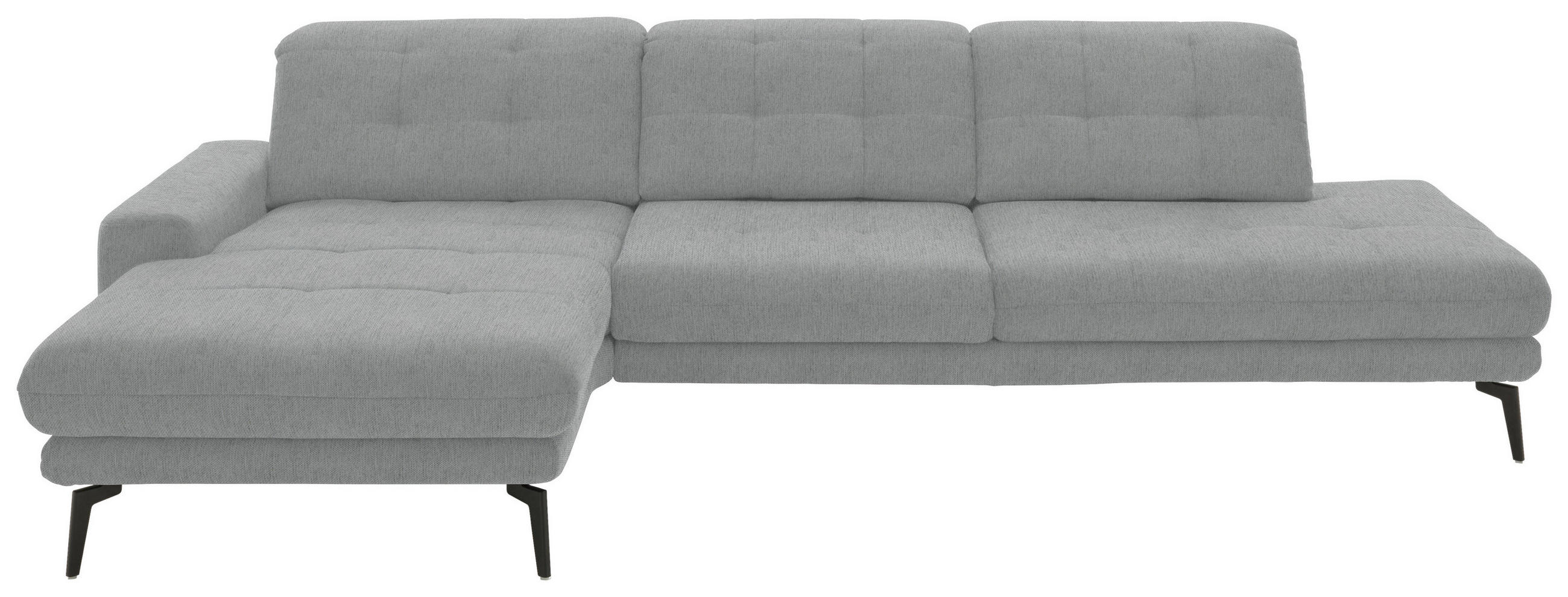ECKSOFA in Flachgewebe Hellgrau  - Hellgrau/Schwarz, Design, Textil/Metall (190/309cm) - Beldomo Style