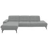 ECKSOFA in Flachgewebe Hellgrau  - Hellgrau/Schwarz, Design, Textil/Metall (190/309cm) - Beldomo Style