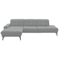 ECKSOFA in Flachgewebe Hellgrau  - Hellgrau/Schwarz, Design, Textil/Metall (190/309cm) - Beldomo Style
