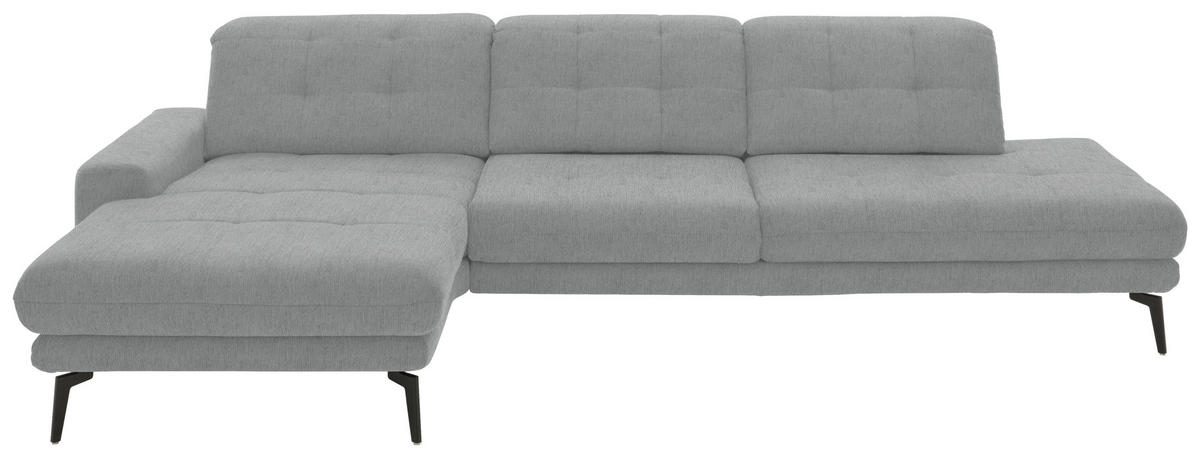 ECKSOFA in Flachgewebe Hellgrau  - Hellgrau/Schwarz, Design, Textil/Metall (190/309cm) - Beldomo Style