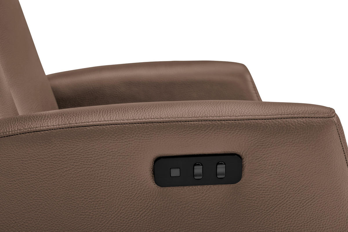 RELAXSESSEL in Leder Braun  - Silberfarben/Braun, Design, Leder/Metall (73/105/82cm) - Welnova