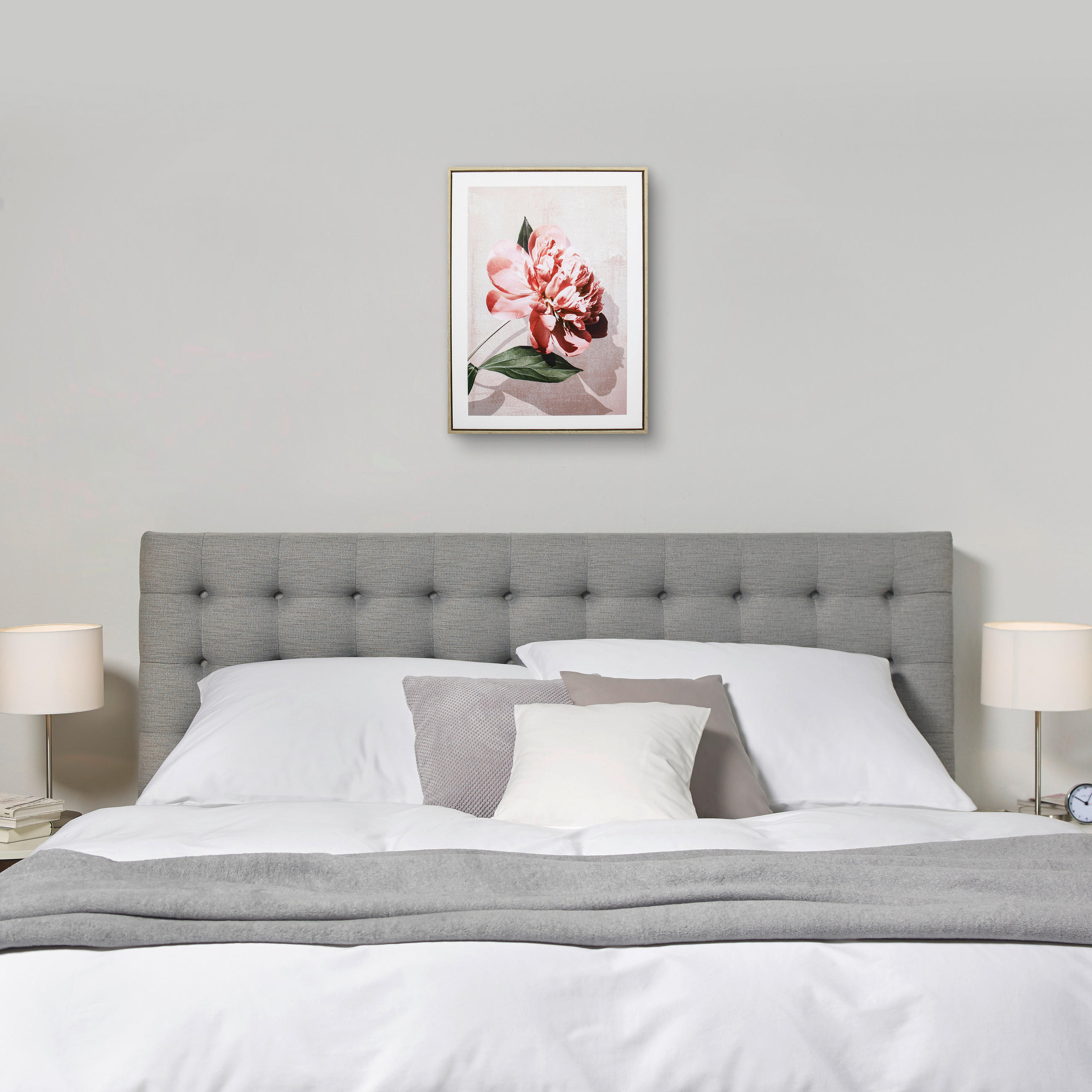 TIŠTĚNÉ OBRAZY NA PLÁTNĚ, květiny, 45/60 cm  - růžová/zelená, Natur, kompozitní dřevo/textil (45/60cm) - Monee