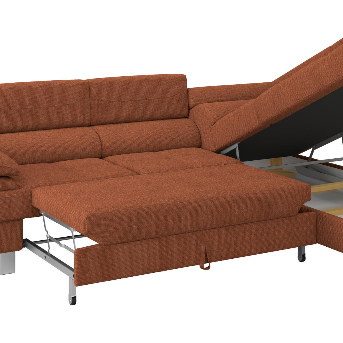 ECKSOFA in Drell Rostfarben  - Rostfarben, Modern, Textil/Metall (270/230cm) - MID.YOU