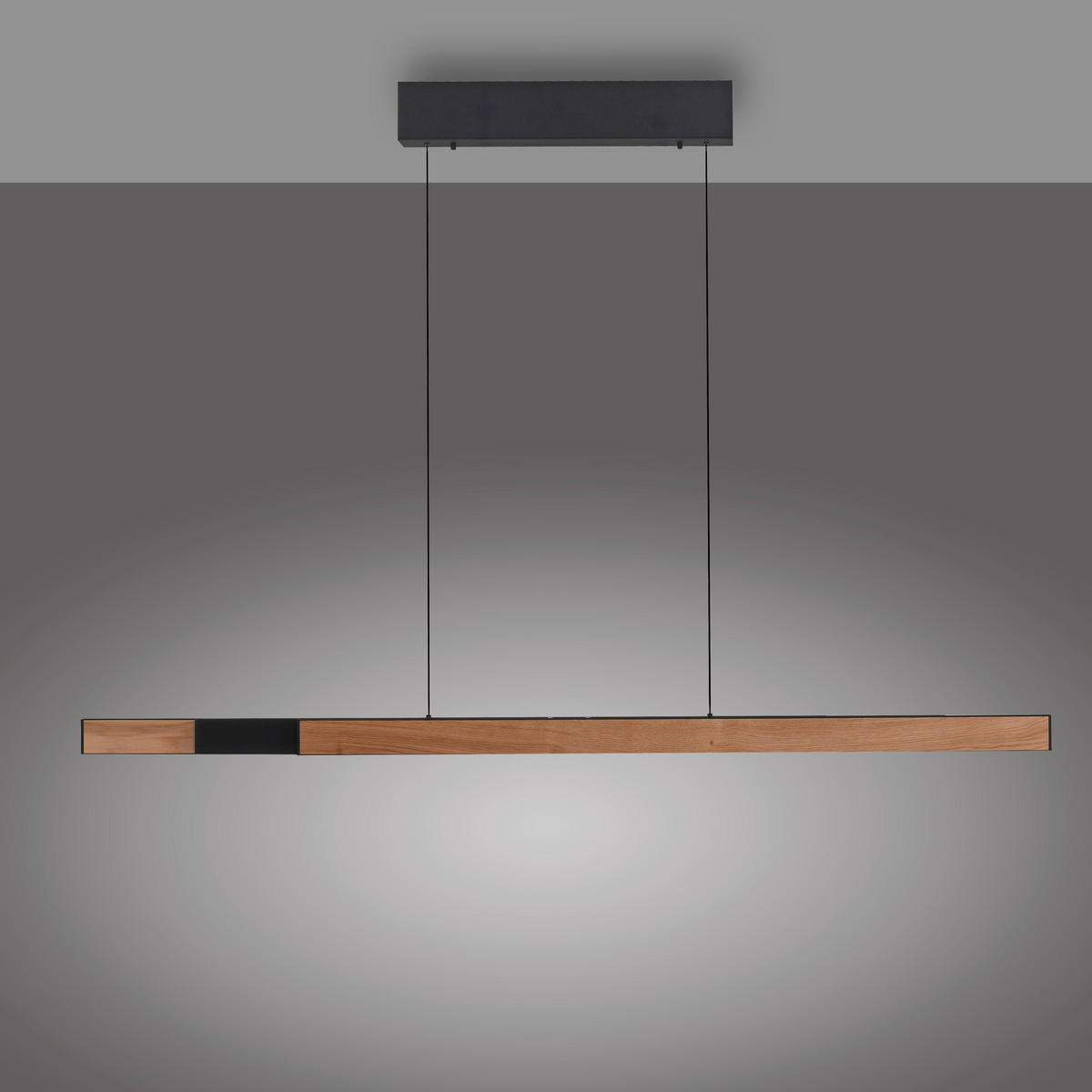 LED-HÄNGELEUCHTE Adriana Square 179/5,8/180 cm  - Eichefarben/Schwarz, Natur, Holz/Metall (179/5,8/180cm) - Paul Neuhaus
