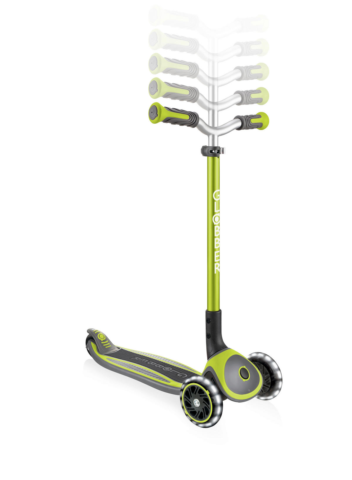 KINDERSCOOTER MASTER LIGHTS  - Limette/Grün, Basics (61/37/94cm) - GLOBBER