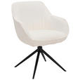 ARMLEHNSTUHL  Sitzfläche 360° drehbar, automatische Rückholfunktion Leinenoptik  - Creme/Schwarz, Design, Textil/Metall (64/84/61cm) - Novel
