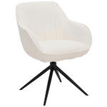 ARMLEHNSTUHL  Sitzfläche 360° drehbar, automatische Rückholfunktion Leinenoptik  - Creme/Schwarz, Design, Textil/Metall (64/84/61cm) - Novel