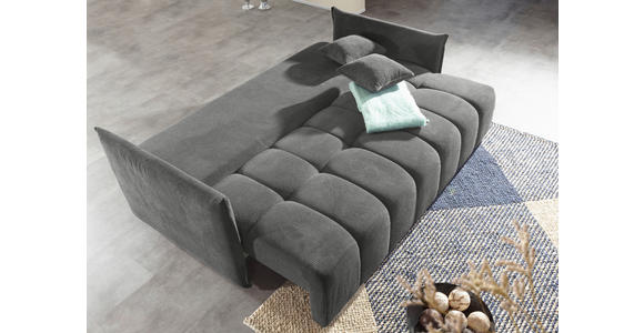 SCHLAFSOFA Plüsch Grau  inkl. Zierkissen, Rückenkissen, Bettkasten, Schlaffunktion, Rücken echt, Liegefläche im Originalstoff  - Schwarz/Grau, KONVENTIONELL, Kunststoff/Textil (200/73/105cm) - Carryhome