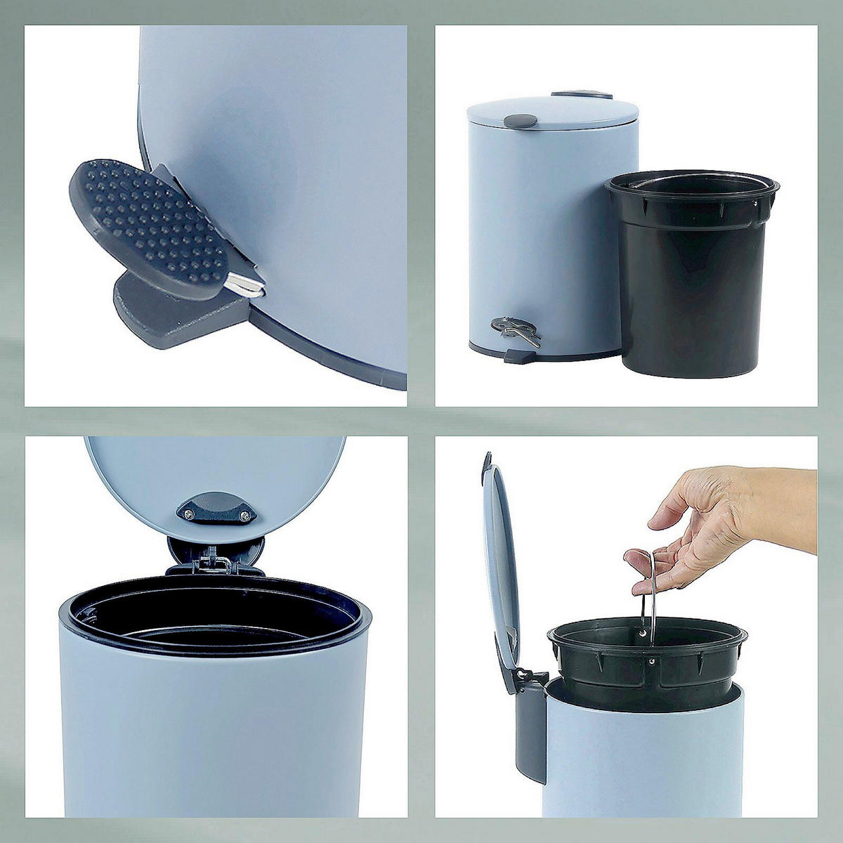 KOSMETIKEIMER MATS 3 L  - Pastellblau/Schwarz, Basics, Kunststoff/Metall (17,0/23,0cm) - Kela