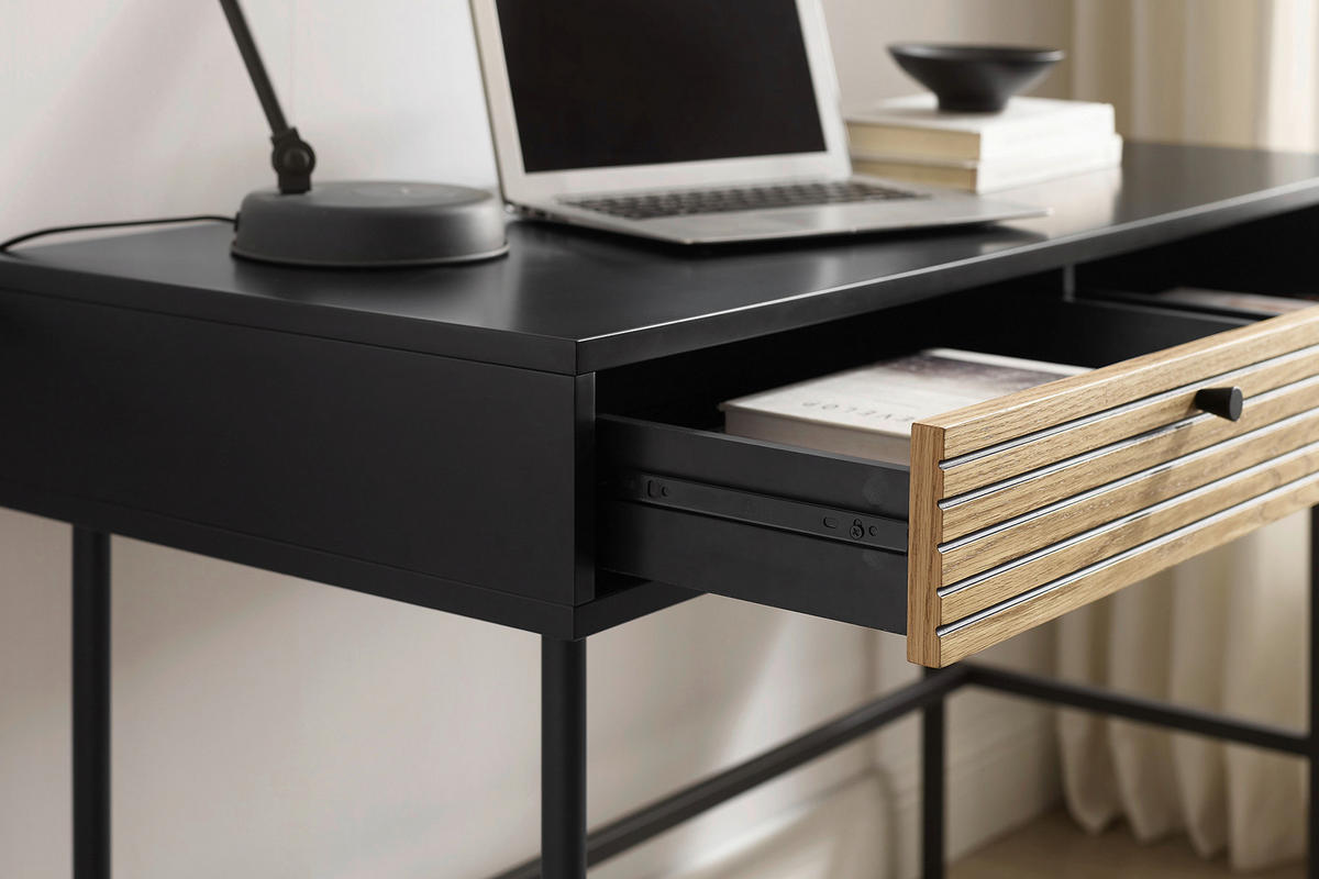 SCHREIBTISCH 120/50/75 cm  in Schwarz, Eichefarben  - Eichefarben/Schwarz, Design, Holz/Holzwerkstoff (120/50/75cm) - Livetastic