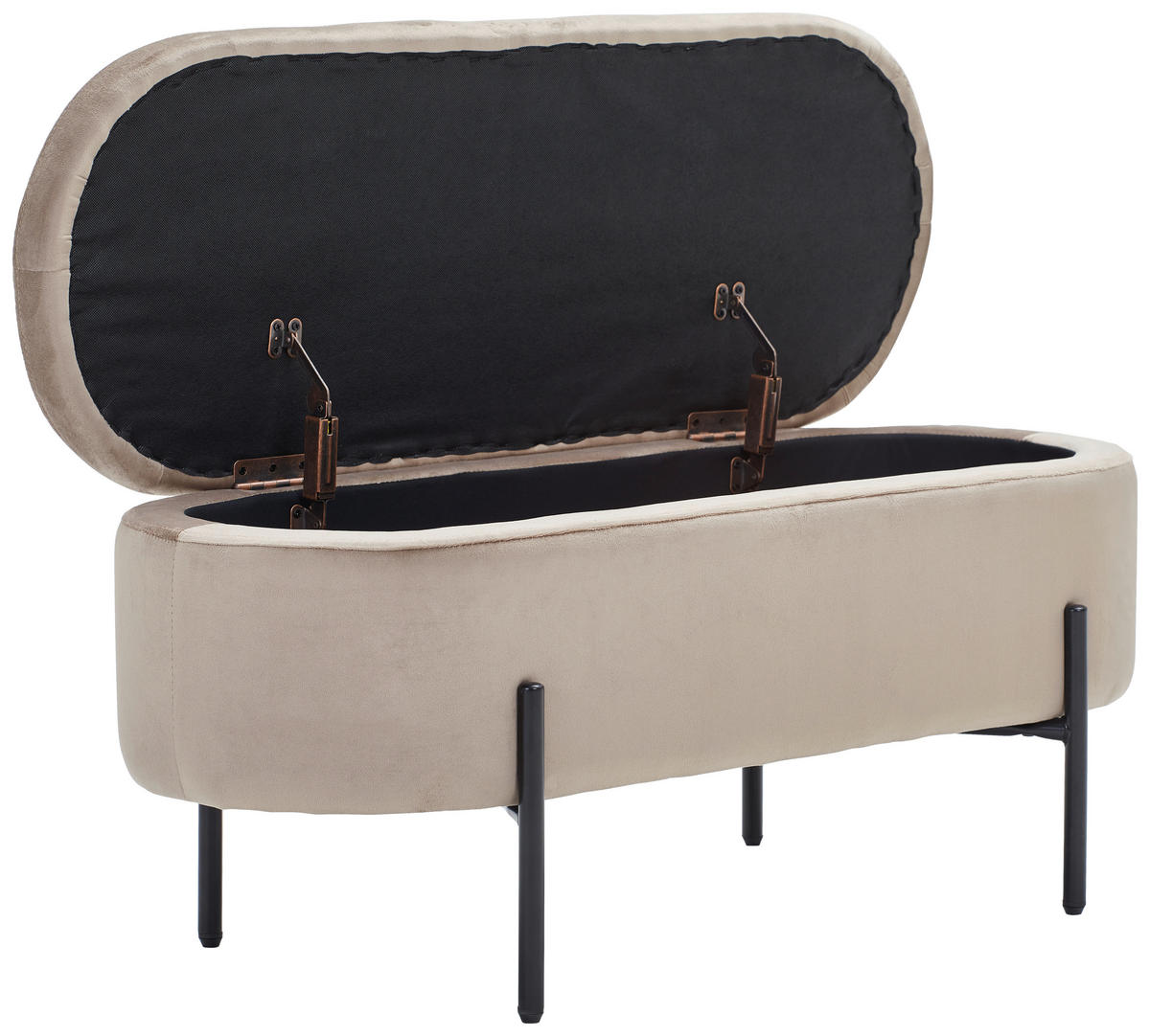 KLOP S SKRINJO   - črna/sivorjava, Moderno, kovina/tekstil (95/43/36cm) - Carryhome