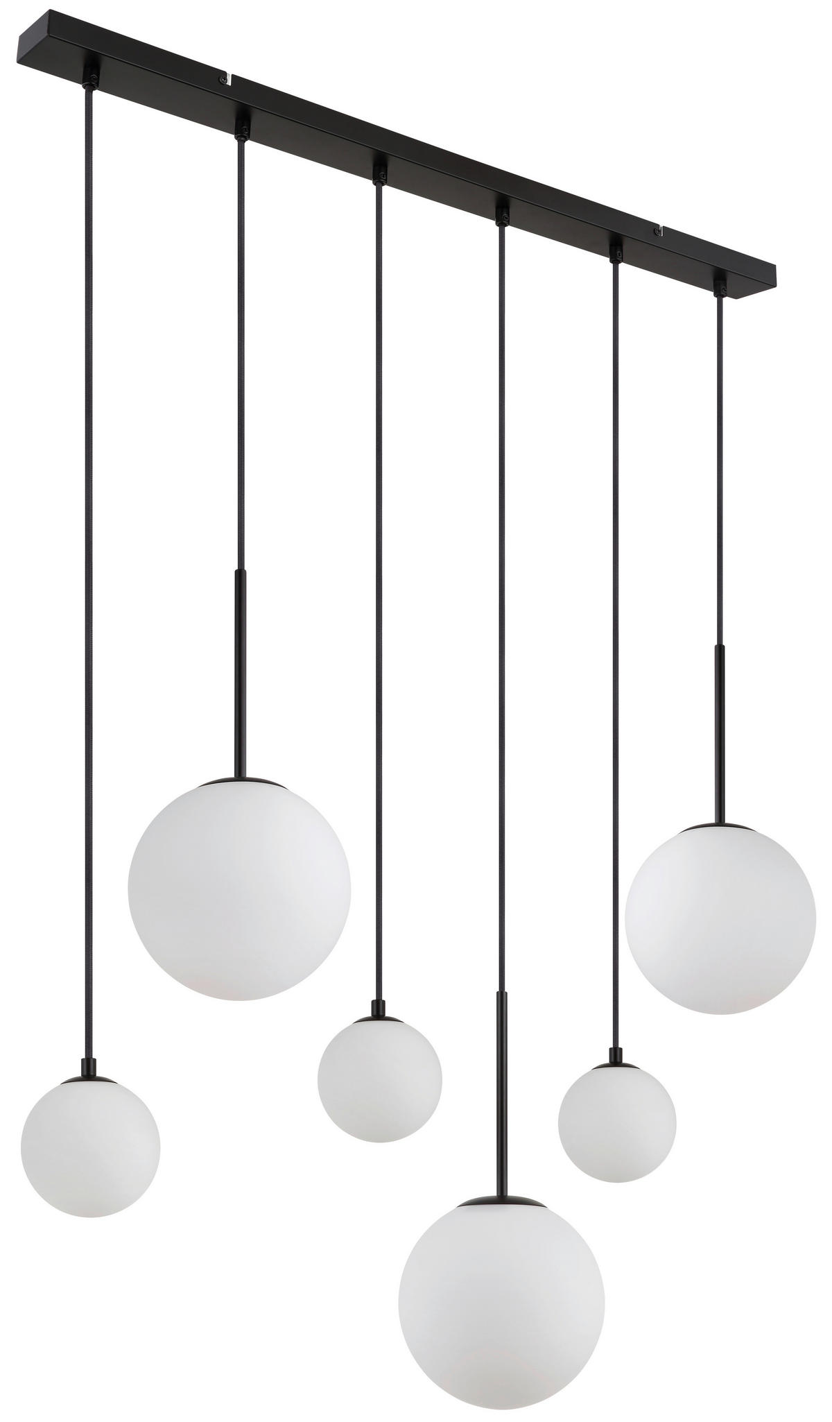 HÄNGELEUCHTE 91/20/117 cm  - Schwarz, KONVENTIONELL, Glas/Metall (91/20/117cm) - Globo