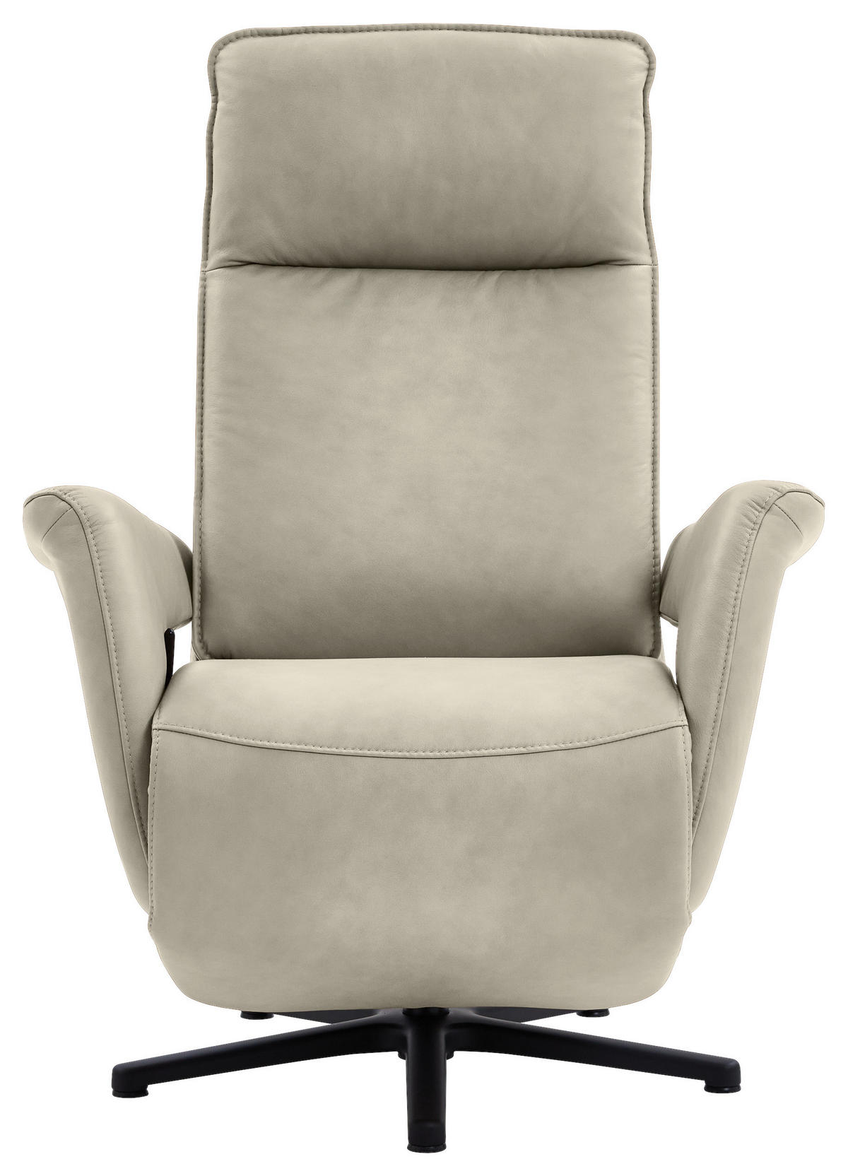 RELAXSESSEL in Leder Ecru  - Ecru/Schwarz, Design, Leder/Metall (83/112/87-174cm) - Valdera