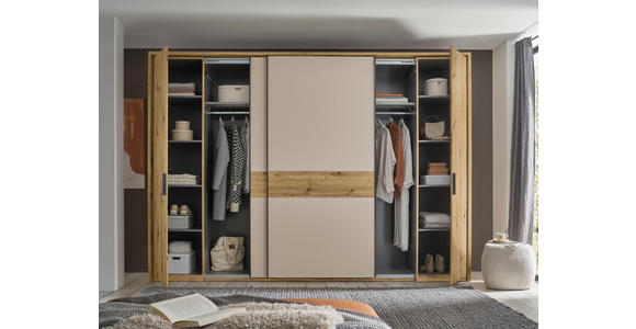 KOMBISCHRANK 312/225/61 cm 4-türig  - Kaschmir/Schwarz, Design, Holzwerkstoff/Metall (312/225/61cm) - Xora