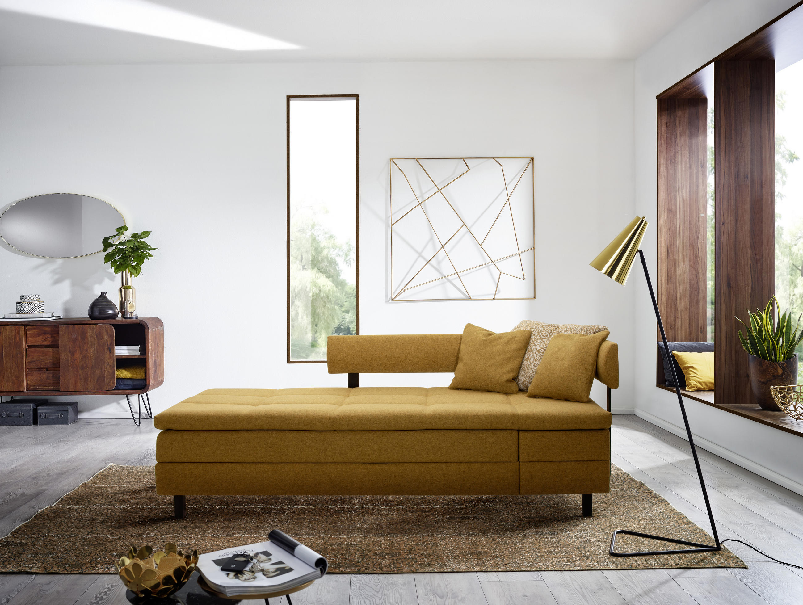 LIEGE in Flachgewebe Türkis  - Türkis/Schwarz, MODERN, Textil/Metall (208/77/98cm) - Joka