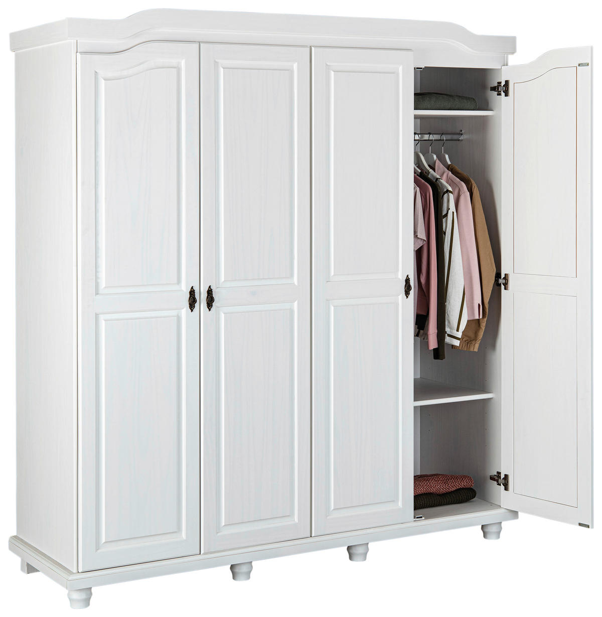 DREHTÜRENSCHRANK 182/198/60 cm 4-türig Weiß  - Schwarz/Weiß, KONVENTIONELL, Holz/Metall (182/198/60cm) - MID.YOU